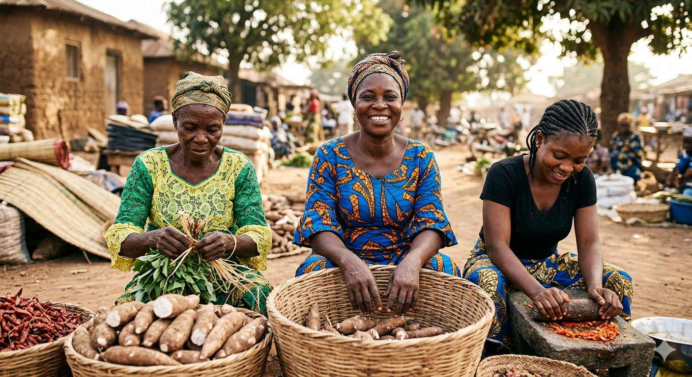 Rural women farmers working together in Nigeria